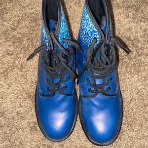 Navy Blue Fun Festival Combat Boots